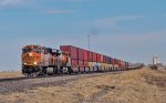 BNSF 8110 leads westbound stacks through White Deer, TX